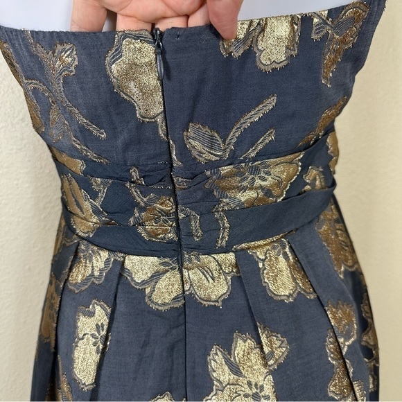 Rubber Ducky Production Dress Sz M Halter Floral Metallic - Picture 6 of 13